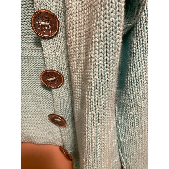 Vintage Pure Handknit Chunky Knit Button Front Crochet Sweater - Picture 6 of 14